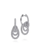 14K White Gold Layered Teardrop Diamond Drop Earrings by Gabriel