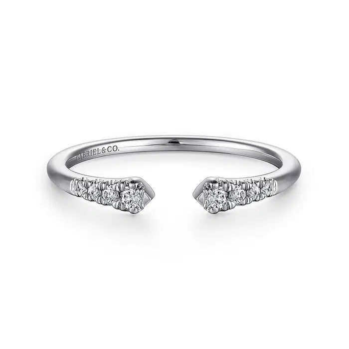 14K White Gold Split Diamond Stackable Ring by Gabriel & Co.- In Stock