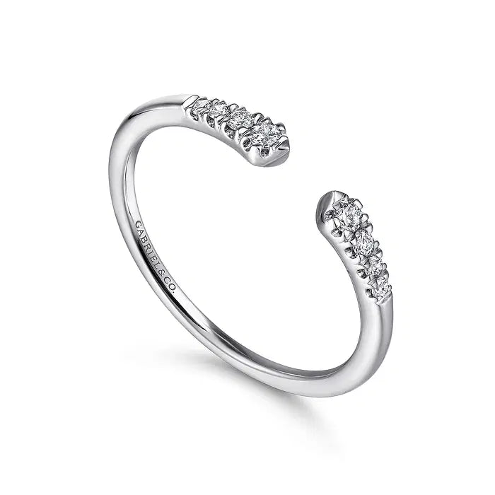 14K White Gold Split Diamond Stackable Ring by Gabriel & Co.- In Stock