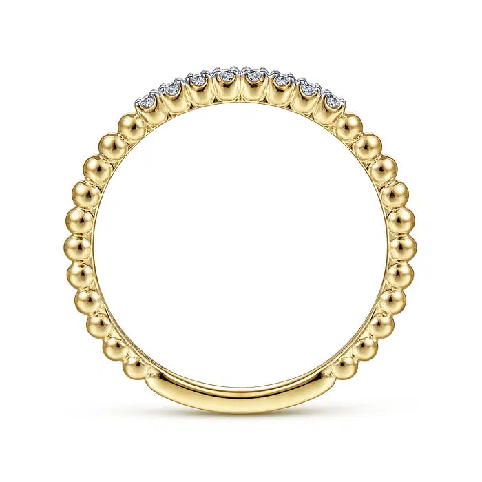 14K Yellow Gold Bujukan Bead and Diamond Stackable Ring by Gabriel & Co.