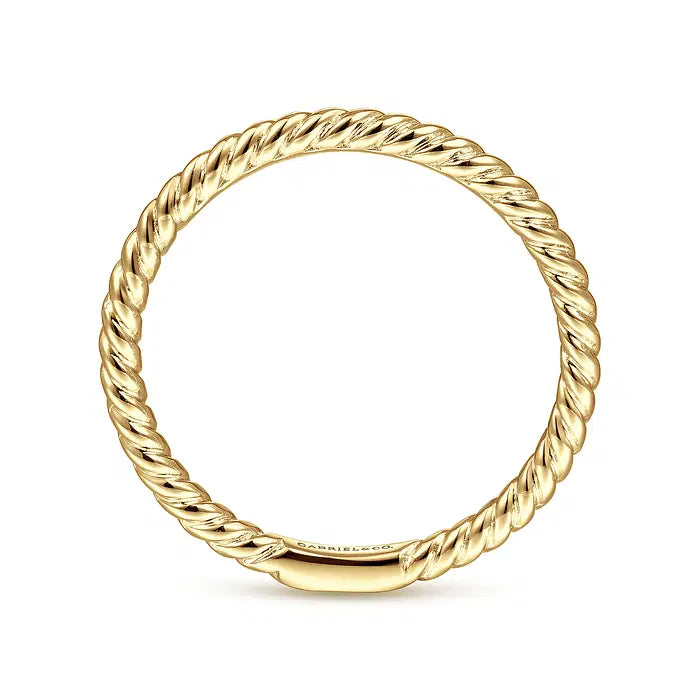 14K Yellow Gold Twisted Rope Stackable Ring by Gabriel & Co.
