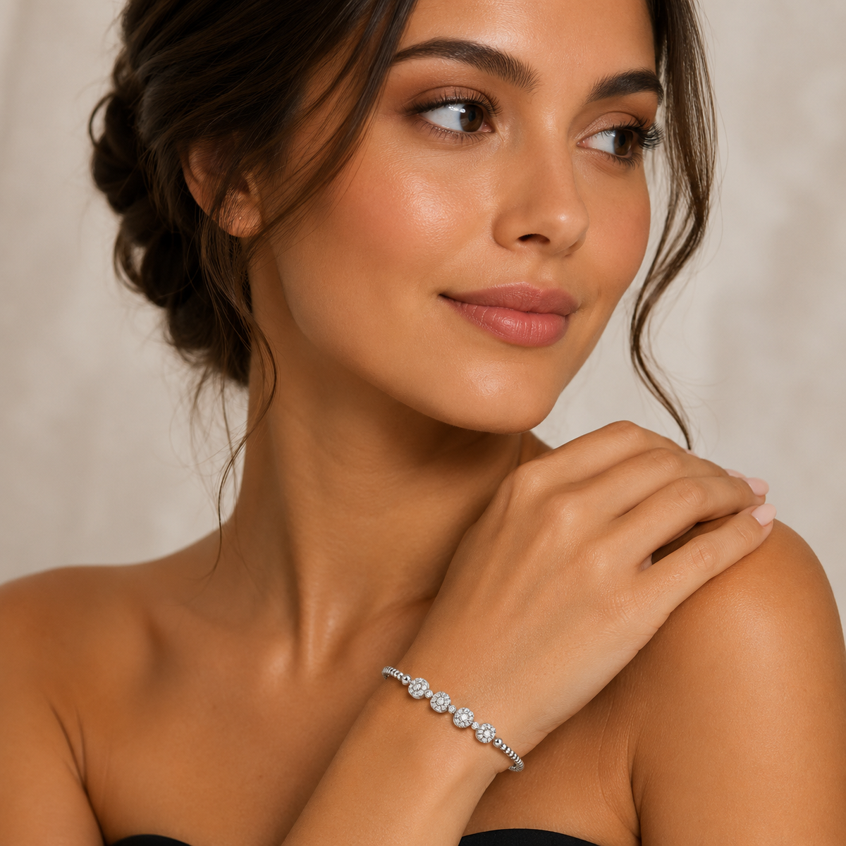 14K White Gold Diamond Bangle by Gabriel & Co.