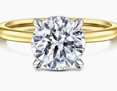 Evelina - 14K White-Yellow Gold Round Diamond Engagement Ring