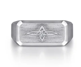 Wide 925 Sterling Silver North Star Ring in Satin Finish by Gabriel