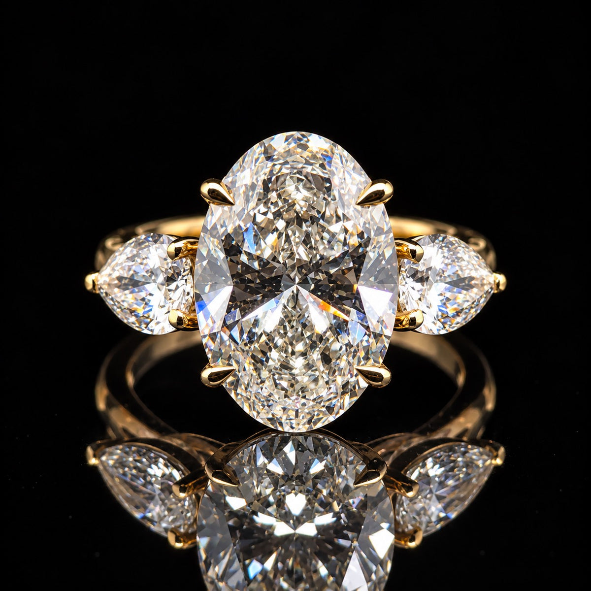 14K Yellow Gold 7.48 CTW Lab Grown Diamond Oval Engagement Ring 6.09 CT- In Stock