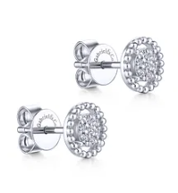 14kt White Gold Bujukan Diamond Cluster Stud Earrings by Gabriel & Co.