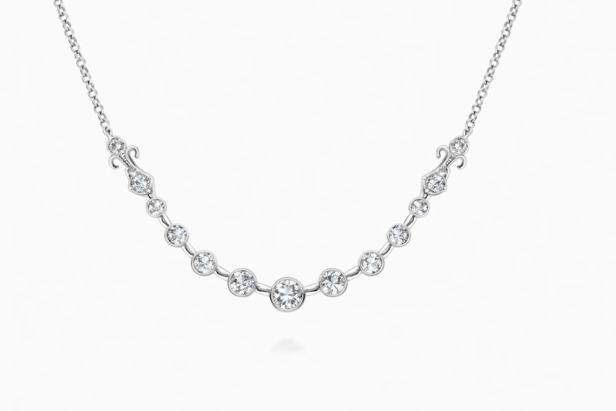 FLEXIBLE CURVED BAR DIAMOND NECKLACE by Gabriel & Co.