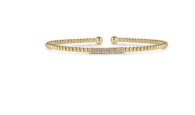 14K Yellow Gold Bujukan Bead Bangle with Diamonds