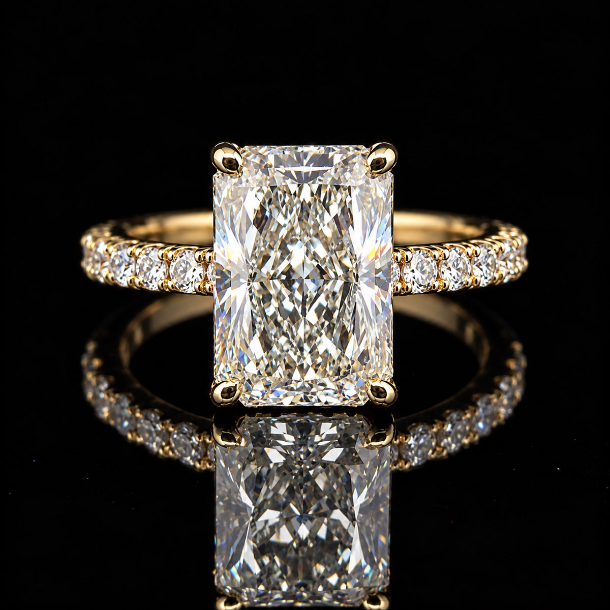 14K Yellow Gold 5.59 CTW Lab Grown Diamond 5.14 CT Radiant Engagement Ring- In Stock