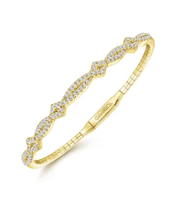 14K Yellow Gold Twisted Diamond Bangle by Gabriel & Co.