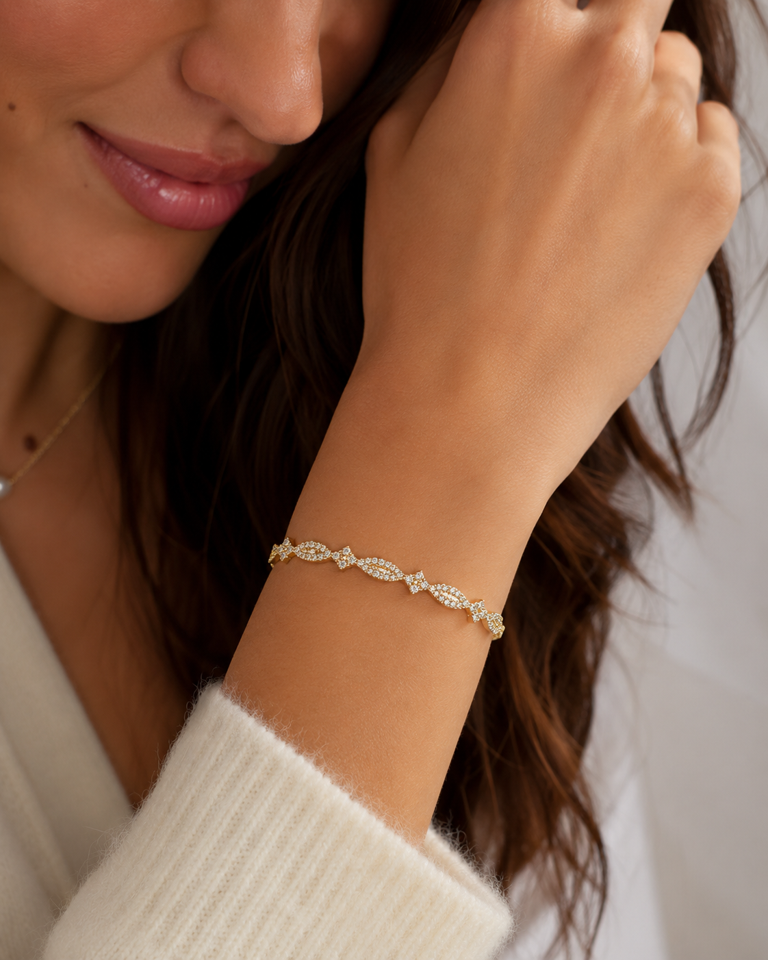 14K Yellow Gold Twisted Diamond Bangle by Gabriel & Co.