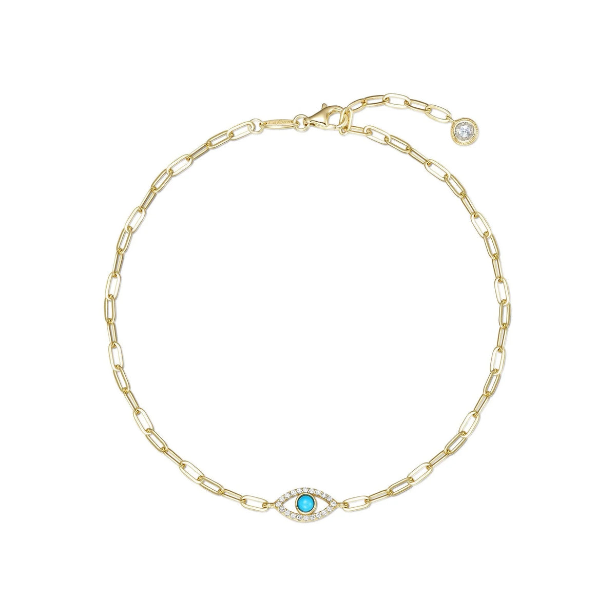 Evil Eye Paperclip Anklet by Lafonn
