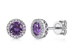 14k earrings, colored stones & diamond by Gabriel