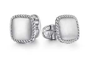 Cufflinks Twisted Rope Trim 925 Sterling Silver by Gabriel & Co.