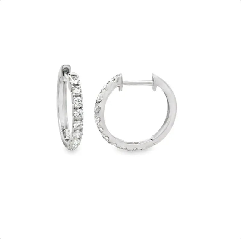 14K White Gold Diamond Hoop Earrings – 0.45 CT