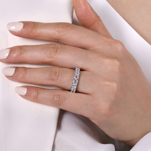 14K White Gold 11 Stone Round Diamond Anniversary Band by Gabriel