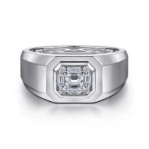 14K White Gold Diamond Mens Engagement Ring in Sand Blast Finish by Gabriel