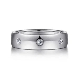 14K White Gold Diamond Mens Wedding Ring in High Polished Finish by Gabriel