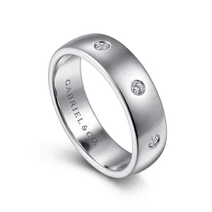 14K White Gold Diamond Mens Wedding Ring in High Polished Finish by Gabriel