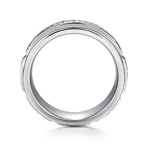 14K White Gold Diamond Mens Wedding Ring in Sand Blast Finish by Gabriel