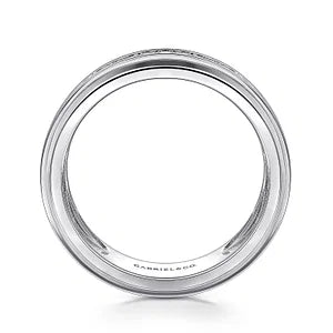 14K White Gold Diamond Mens Wedding Ring in Sand Blast Finish by Gabriel