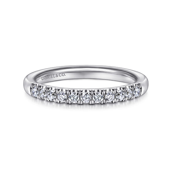 14K White Gold 11 Stone Round Diamond Anniversary Band by Gabriel