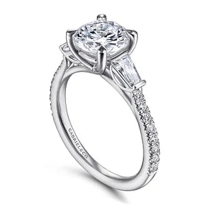 14K White Gold Round 3 Stone Diamond Channel Set Engagement Ring by Gabriel