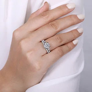 14K White Gold Round 3 Stone Diamond Channel Set Engagement Ring by Gabriel