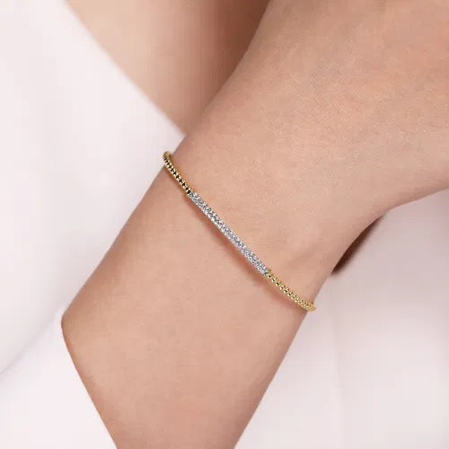 14K Yellow Gold Bujukan Diamond Bar Split Bangle by Gabriel & Co.