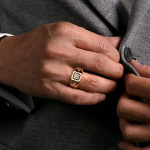 14K Yellow Gold Diamond Mens Engagement Ring in Sand Blast Finish by Gabriel