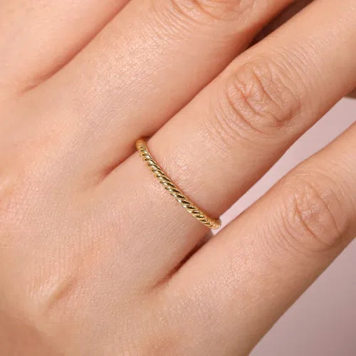 14K Yellow Gold Twisted Rope Stackable Ring by Gabriel & Co.