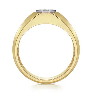 14K Yellow-White Gold Diamond Mens Engagement Ring in High Polish Finish by Gabriel