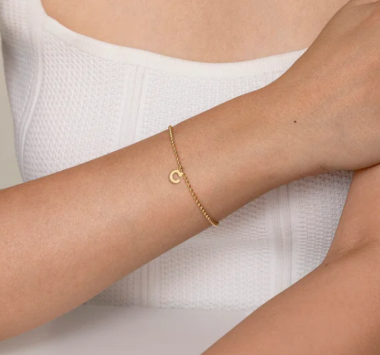 14K Yellow Gold Bujukan Initial C Bracelet by Gabriel & Co.