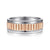 14K White-Rose Gold 8mm - Two Tone Carved Men's Wedding Band in High Polish Finish