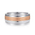 14K White-Rose Gold 7mm - Two Tone Men's Wedding Band in High Polished Finish