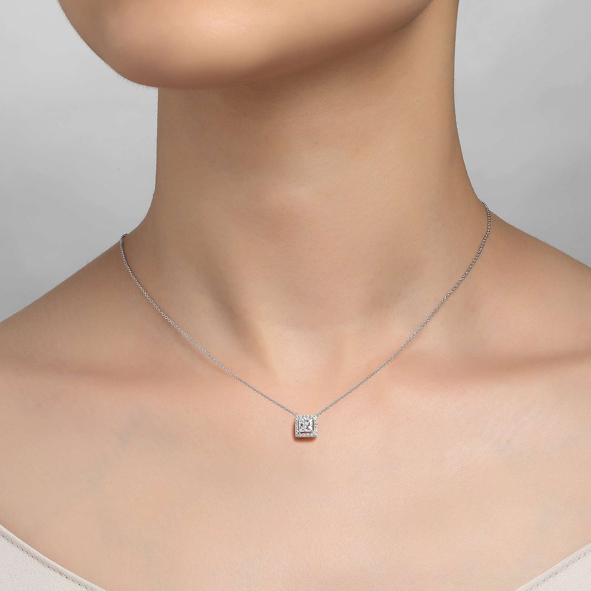 Princess-Cut Halo Necklace by Lafonn