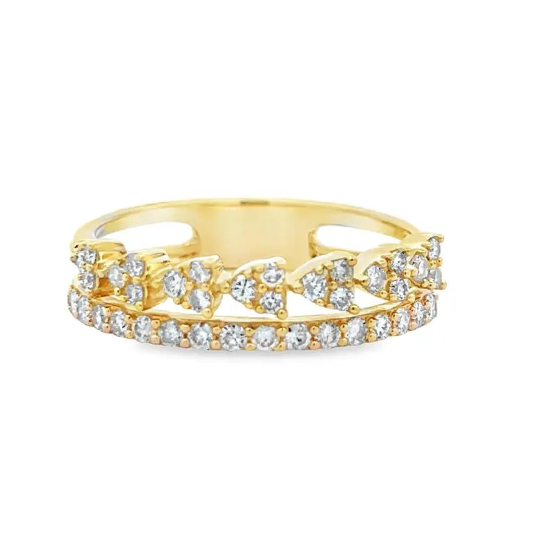 14K Yellow Gold Diamond Woven Band Ring – 0.50 CT- In Stock