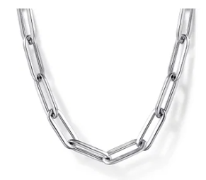 925 Sterling Silver Paper Clip Chain Necklace by Gabriel