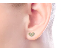 14Kt Yellow Gold Heart Shaped Pave Diamond Stud Earrings by Gabriel