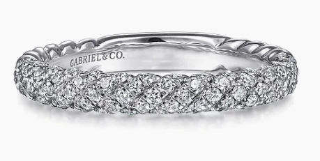 14K White Gold Diamond Pave Band by Gabriel