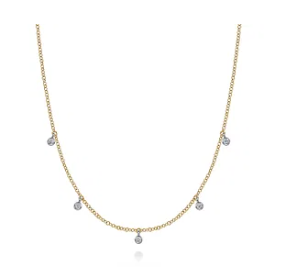 14K White Yellow Gold Diamond Droplet Necklace by Gabriel & Co