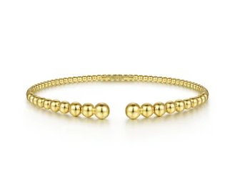 Beaded Open Bangle Bracelet 14K Yellow Gold Bujukan by Gabriel