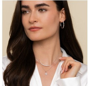 14K White Gold Diamond Curved Bar Necklace Gabriel & Co.
