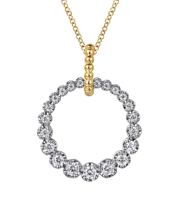 14K White Yellow Gold Diamond Drop Necklace 20mm-Bujukan by Gabriel