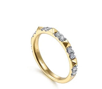 14K Yellow Gold Alternating Diamond and Pyramid Stackable Ring by Gabriel & Co.