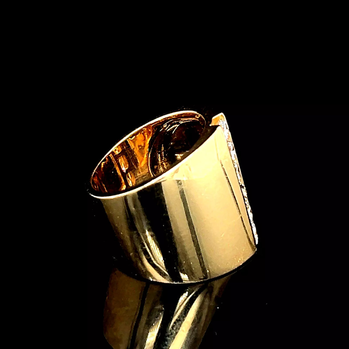 Vintage Estate Sonia Bitton 14k Yellow Gold Wide Width Diamond Ring