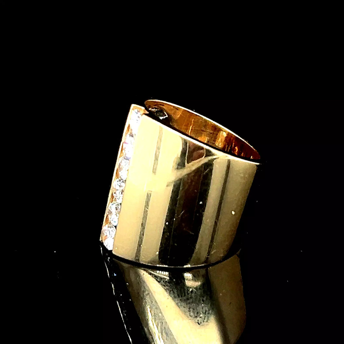Vintage Estate Sonia Bitton 14k Yellow Gold Wide Width Diamond Ring