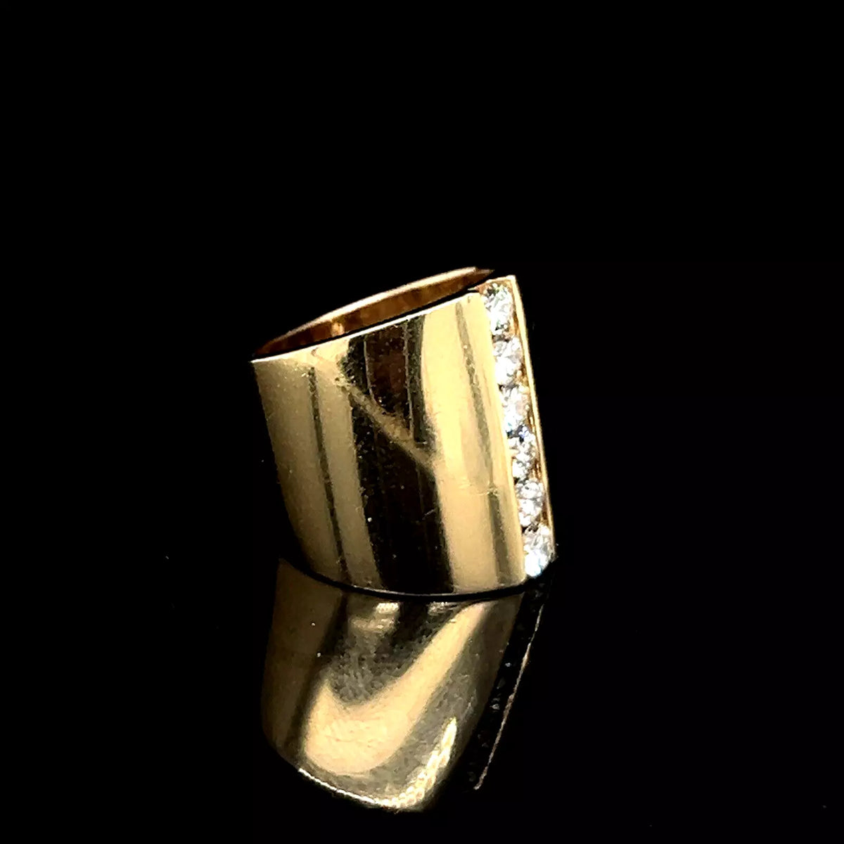 Vintage Estate Sonia Bitton 14k Yellow Gold Wide Width Diamond Ring