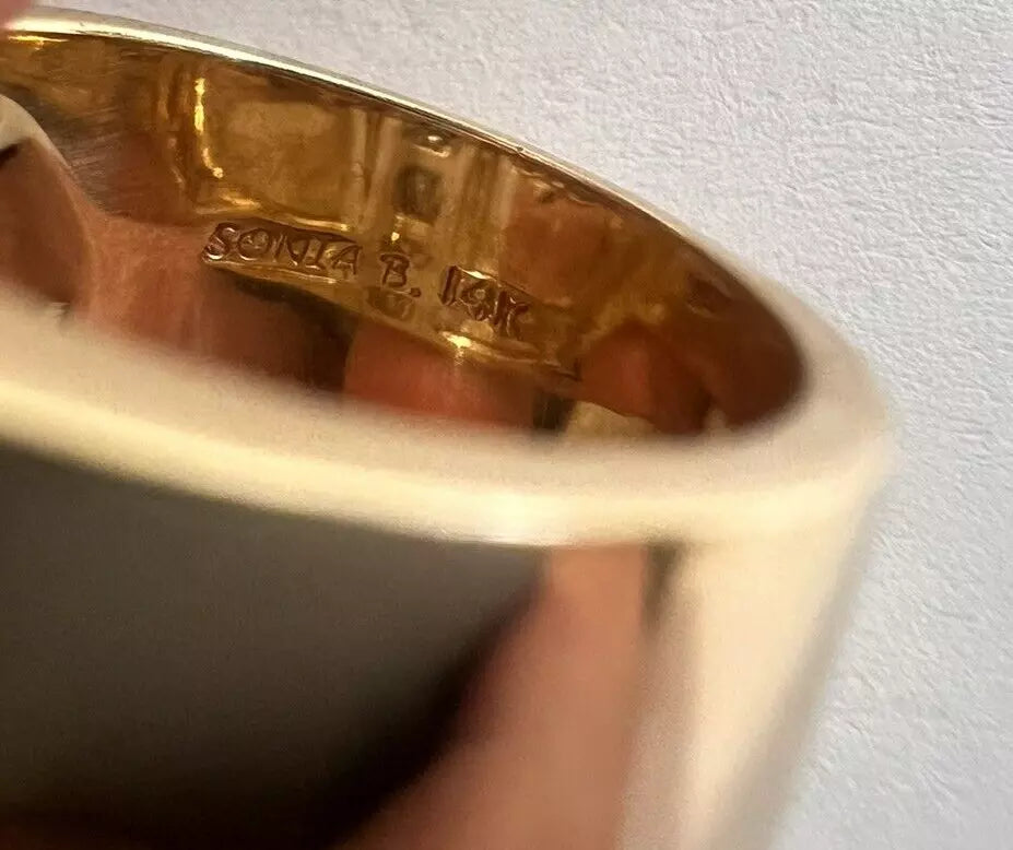 Vintage Estate Sonia Bitton 14k Yellow Gold Wide Width Diamond Ring