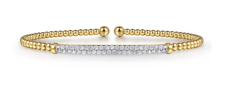 14K Yellow Gold Bujukan Diamond Bar Split Bangle by Gabriel & Co.